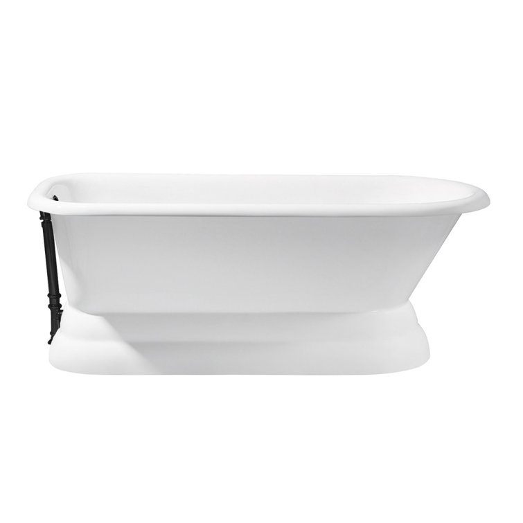 StreamlineBath 66" x 30" Freestanding Soaking Porcelain Enameled Cast